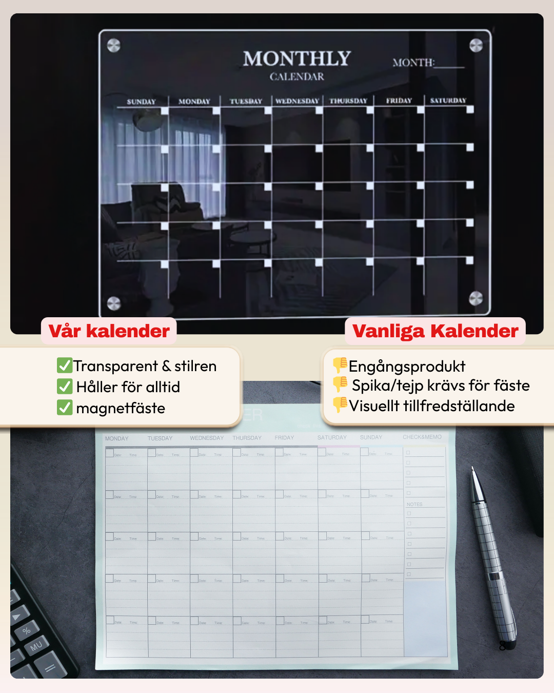 BP's planerartavla  – ink 6 pennor - Kalender som håller för alltid